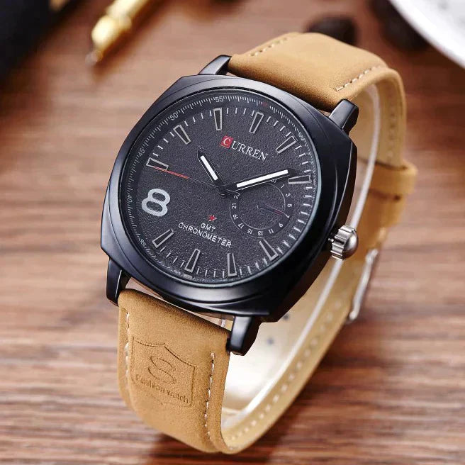 Luxury Men's Leather Wrist Watch Curren Route 8