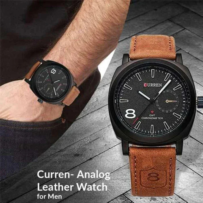 Luxury Men's Leather Wrist Watch Curren Route 8